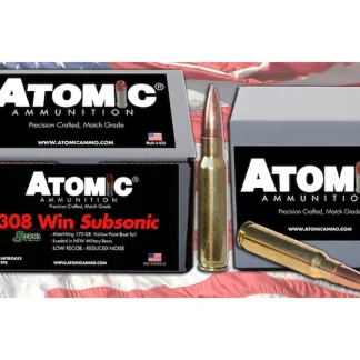 Atomic Ammunition Match Subsonic 308 Winchester Ammo 175 Grain Sierra MatchKing Jacketed Hollow Point Box of 100 - Fast Ship