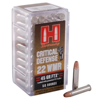 Hornady Critical Defense 22 Winchester Magnum Rimfire (WMR) Ammo 45 Grain Hornady FTX Polymer Tip For Sale
